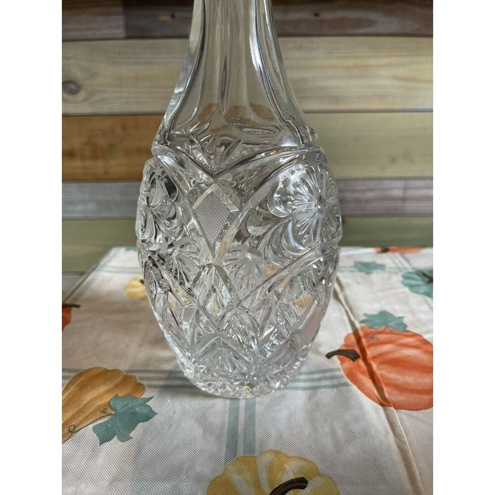 Vintage Cut Crystal Decanter - Pinwheel/ Star Design Very Heavy Barware